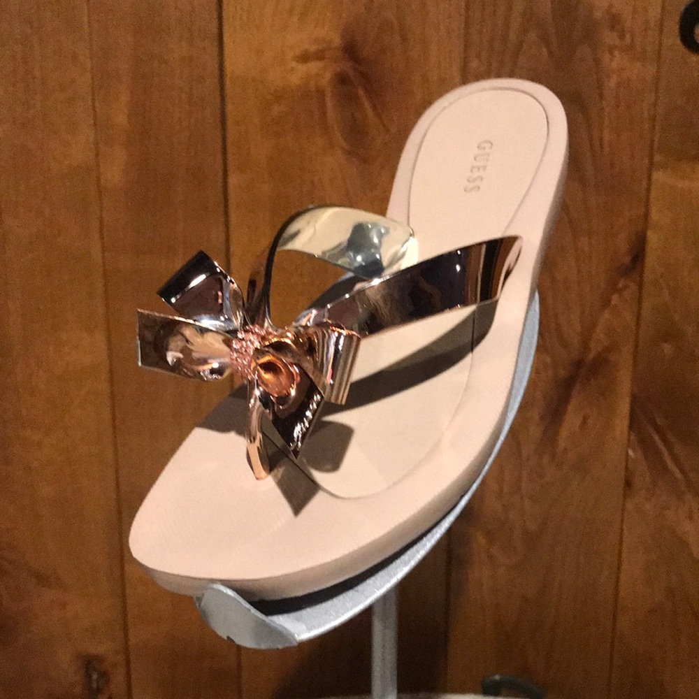 NIB Guess Women’s Rose Gold Tutu Bow Sandals
